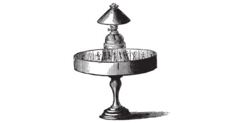 Dessin d'un praxinoscope, premier outil de cinéma